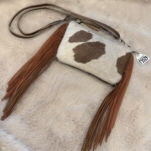 Holy Cow Couture Fringe Cowhide Crossbody Bag - Ranch Hand